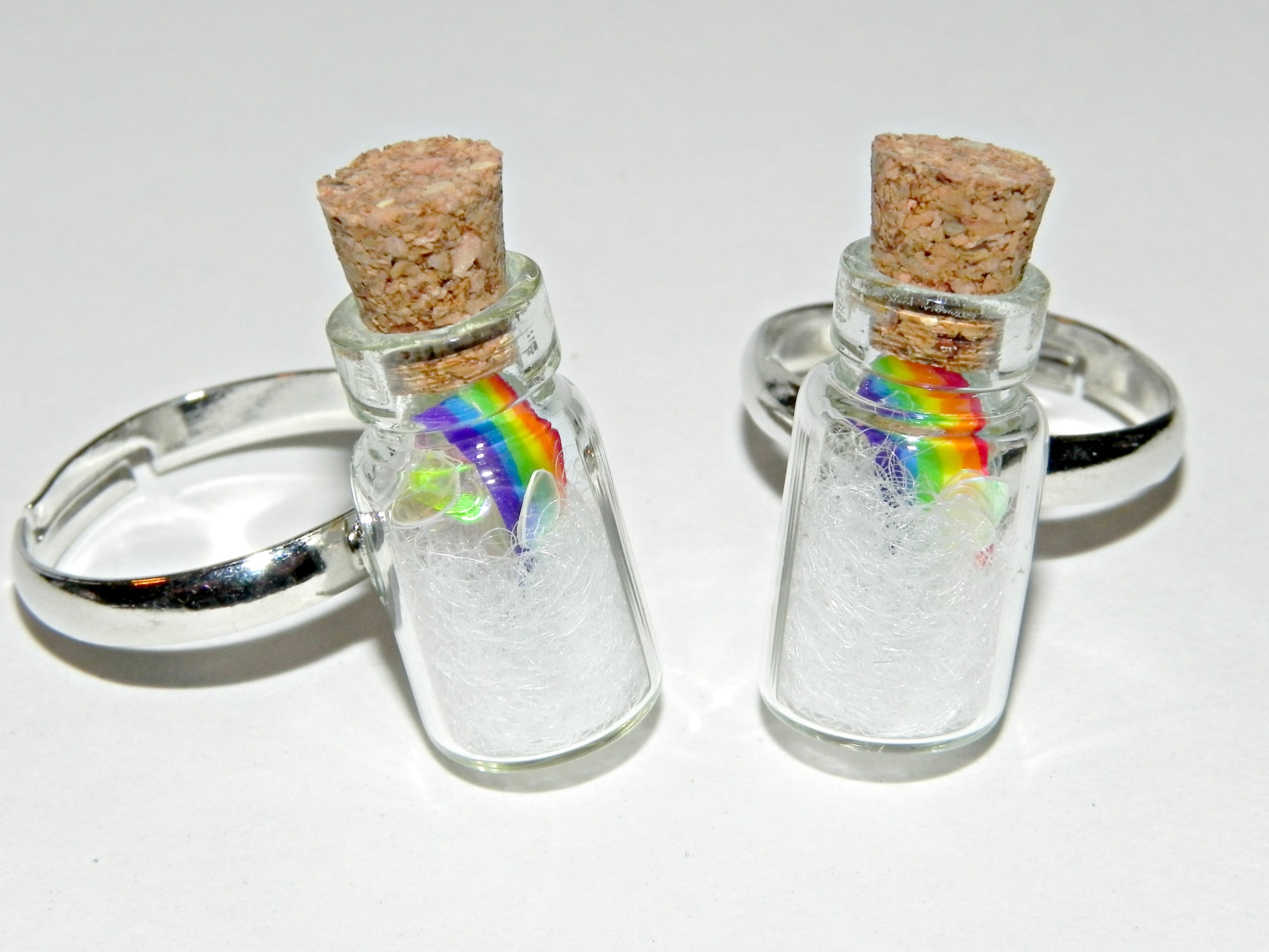 Rainbow/pride Ring, Rainbow Brite Inspired, Mini Bottle Ring, Fully Adjustable Ring, Hand Made